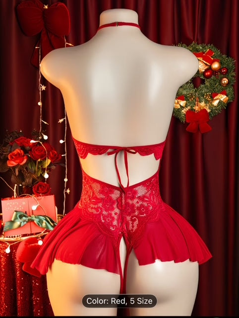 Red Crotchless Teddy