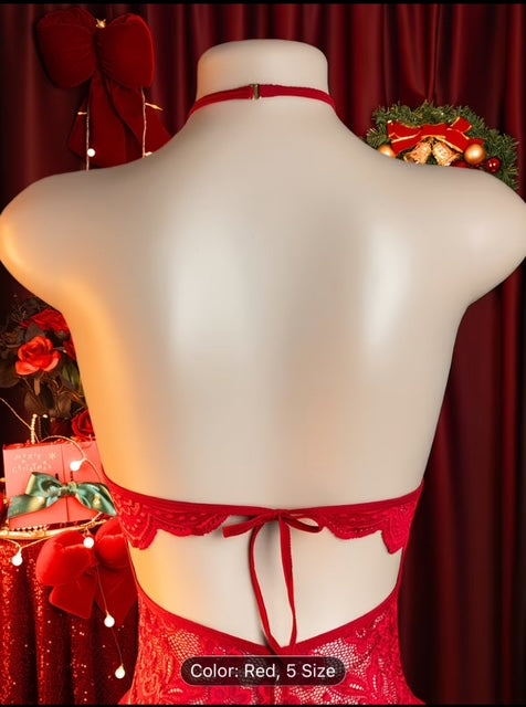 Red Crotchless Teddy