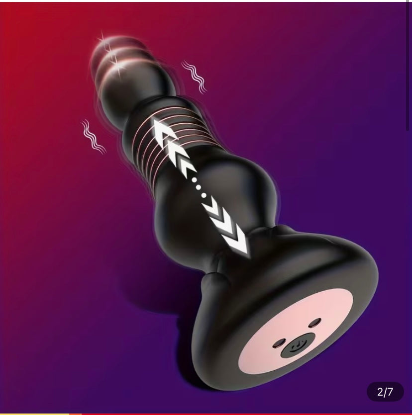 Thrusting and vibrating anal butt plug